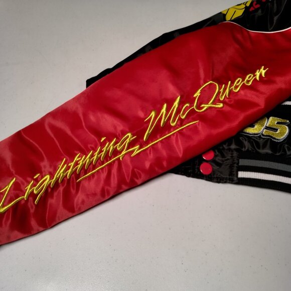 Disney Parks Cars Movie Lightning McQueen Satin Bomber Jacket Youth 5/6 Racing - Picture 14 of 16